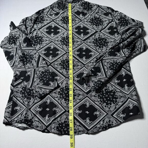 Cactus Man Ricky Singh Mens Shirt Large Black White Paisley Bandana Print Spring - Picture 9 of 11